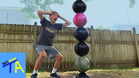 Stacking bowling balls