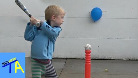 Balloon popping trick shots